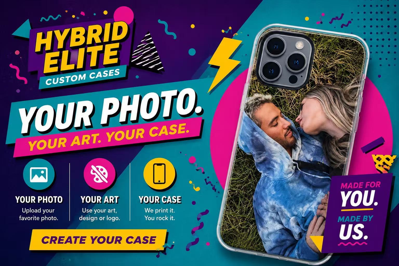 A couple shown on a custom phone case
