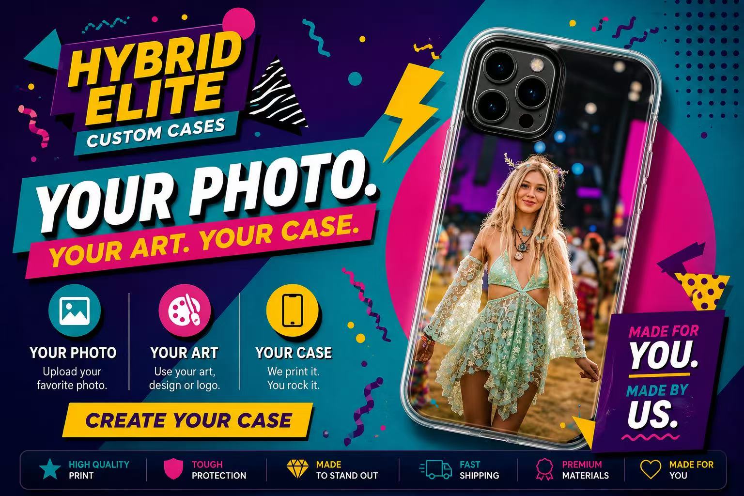 Custom phone case featuring a festival portrait